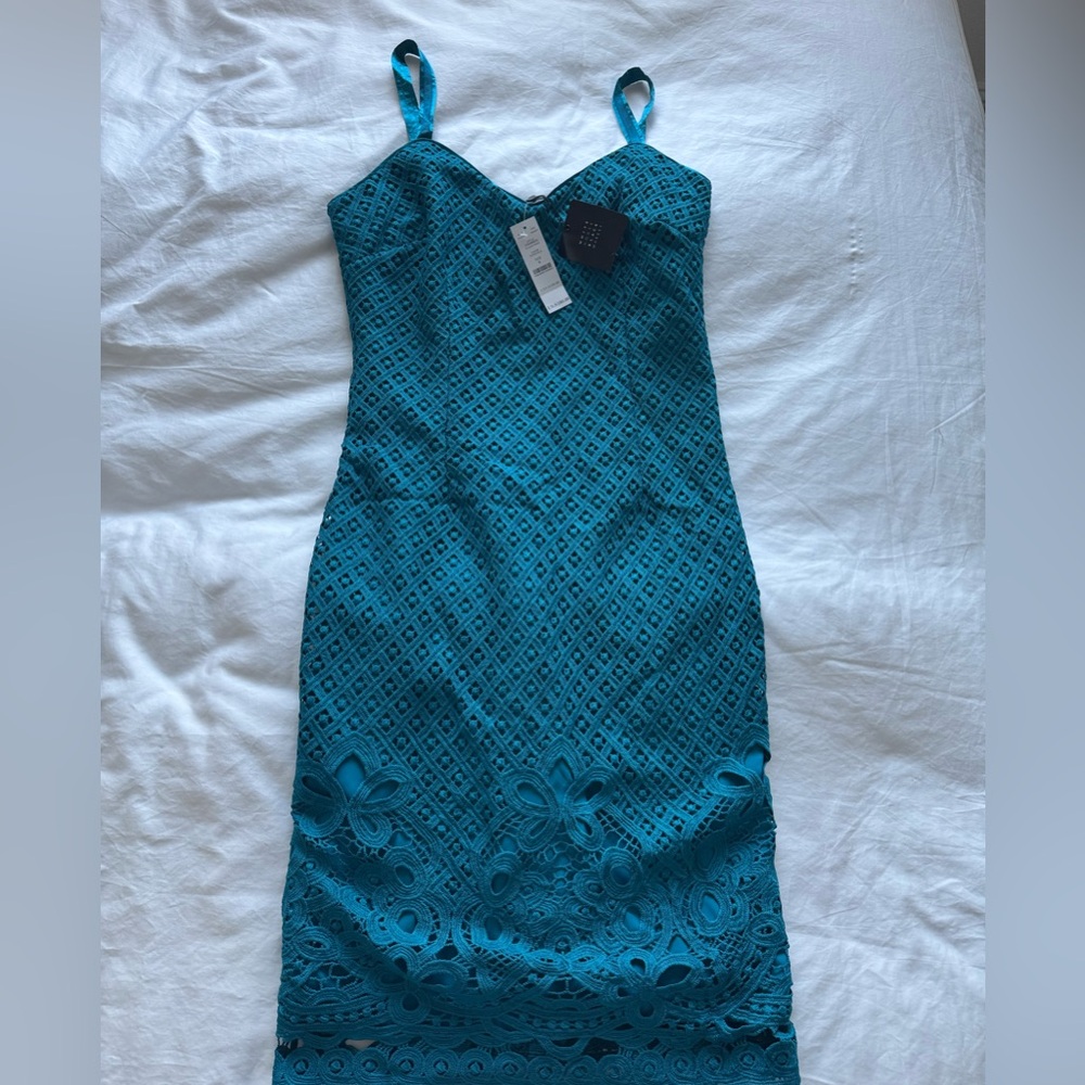 White House Black Market Teal Lace Dress